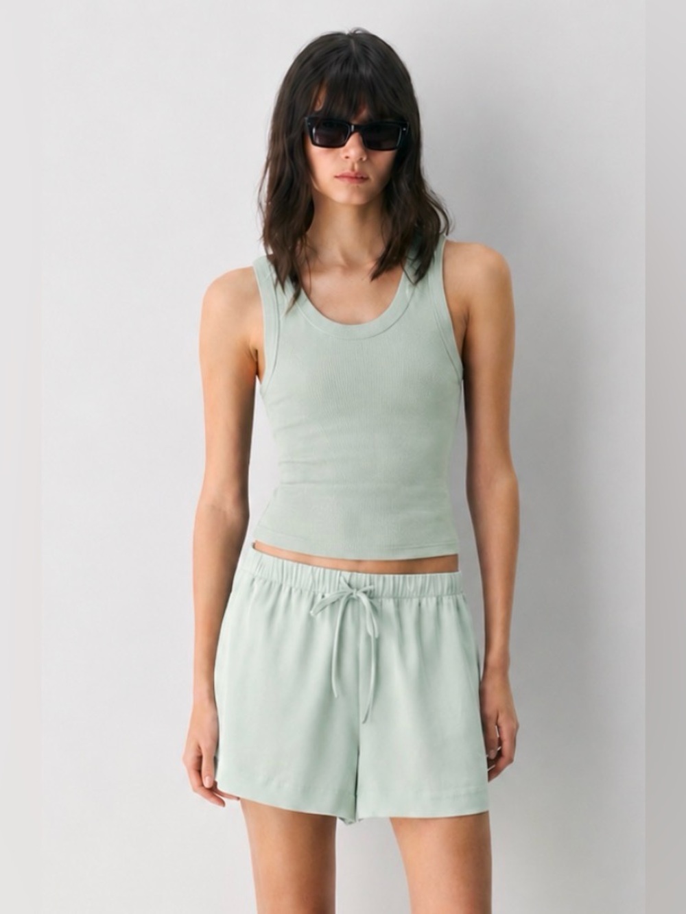 Aritzia The Lodge Short™ Satin Mini - Agave Green